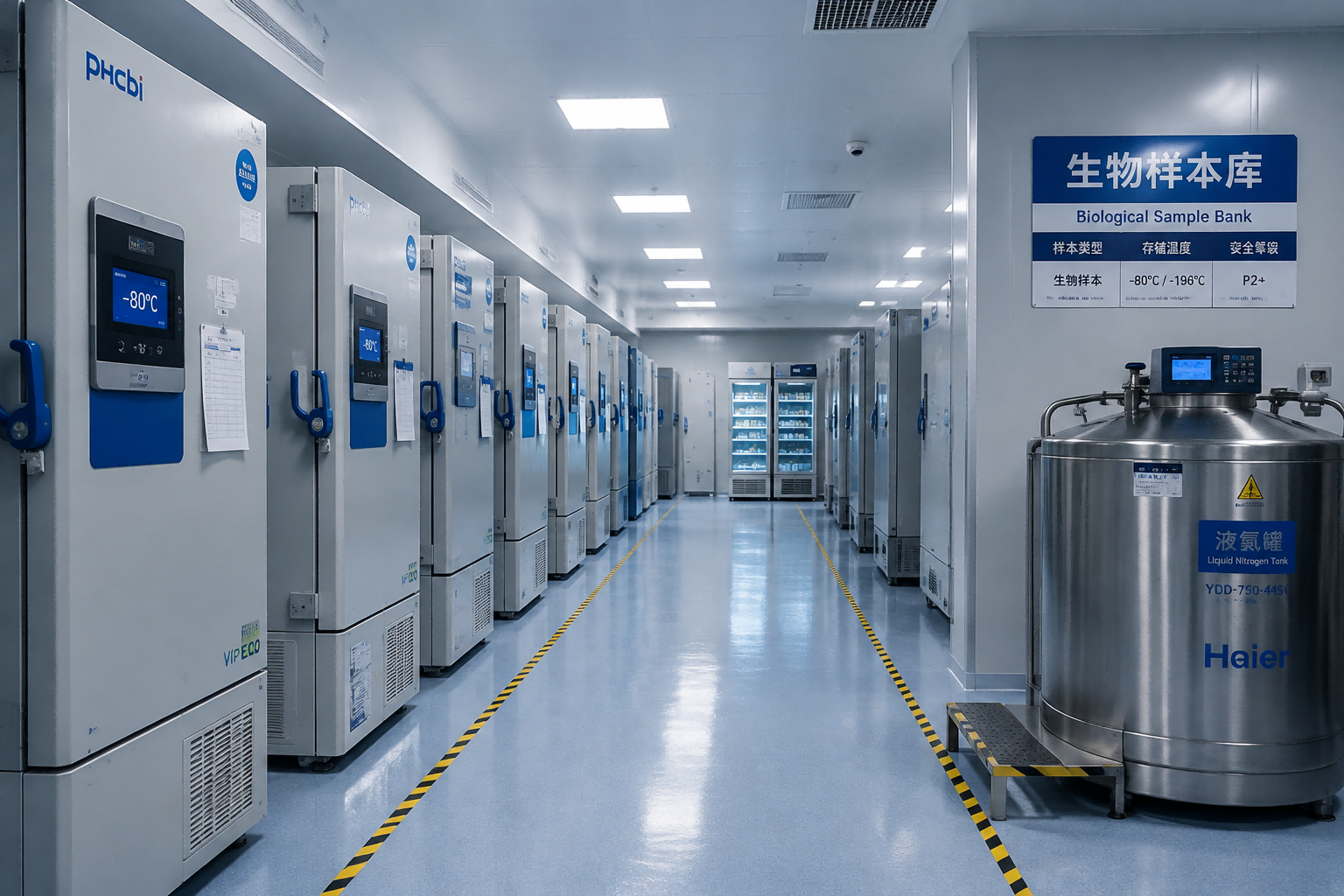 生物样本库全景/超低温冰箱区实拍